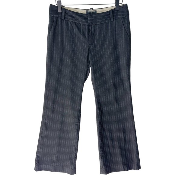 Banana Republic Pants - Banana Republic Wool Lined Black Pinstripe Wide Leg Office Trouser Pants (4P)